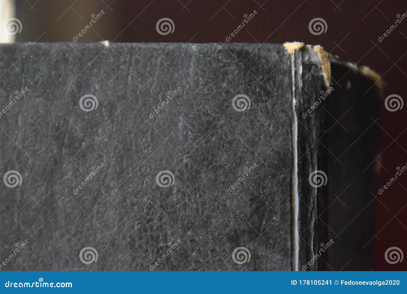 Binding of an Old Book in Black Cover Stock Image Image of book