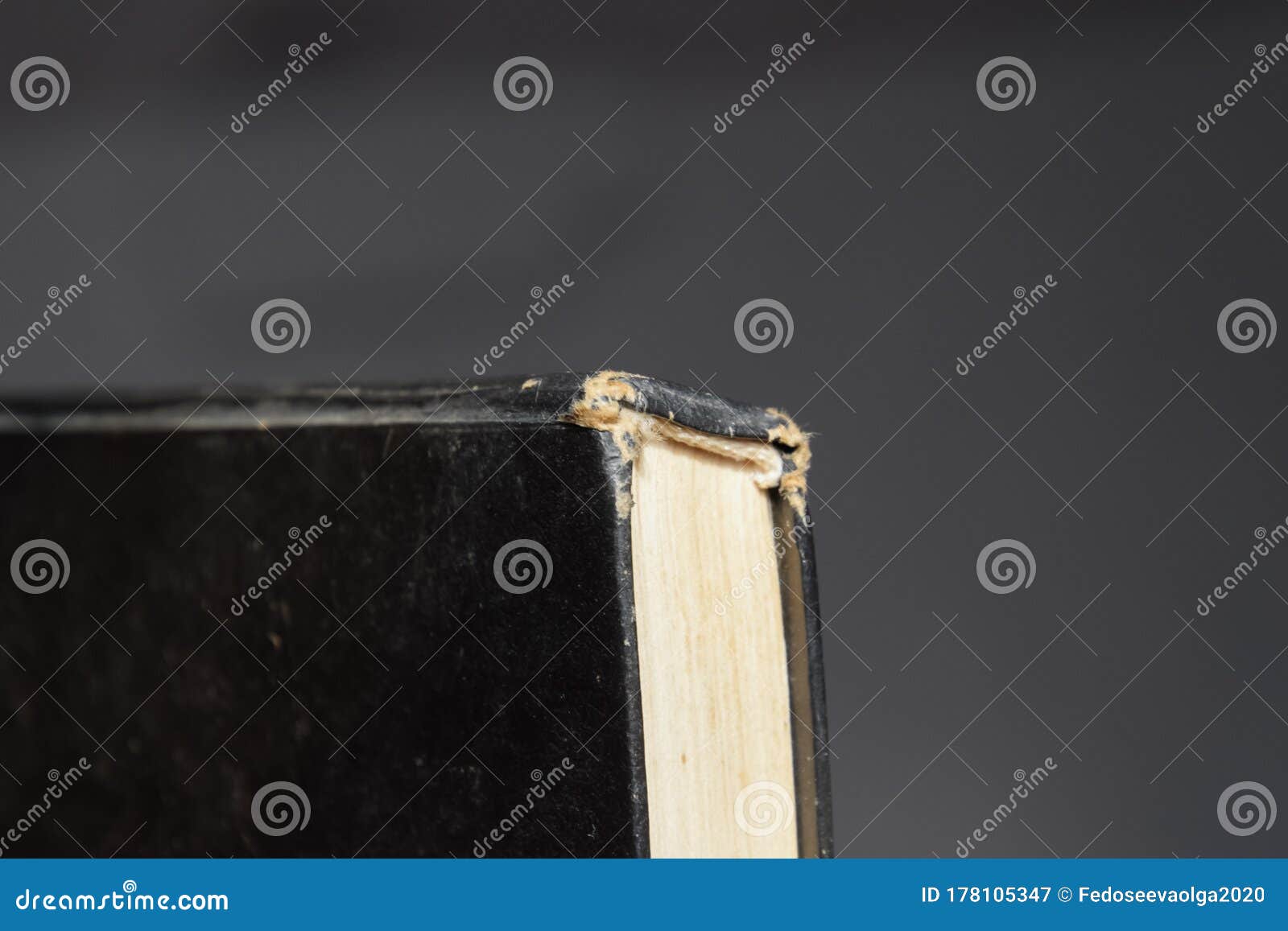 Binding of an Old Book in Black Cover Stock Image Image of aged