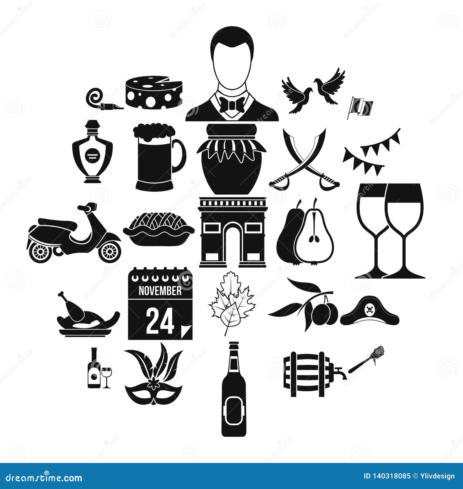 Binge Icons Set, Simple Style Stock Vector - Illustration of beverage ...