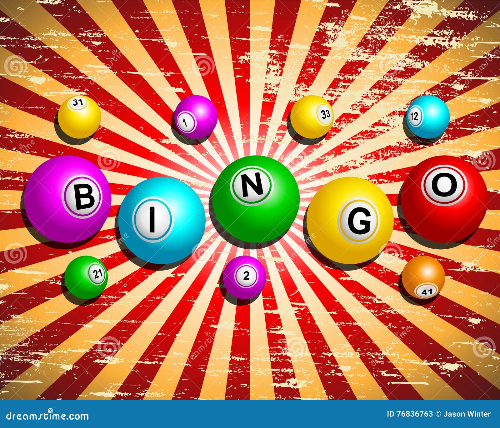 Bingo Background With Balls And Cards. Vector Illustration