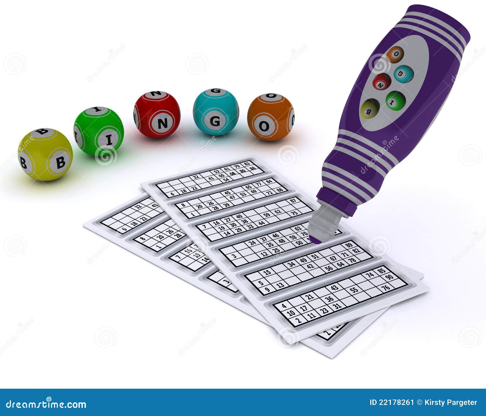 Bingo Balls and Card with Dabber Pen Stock Illustration Illustration
