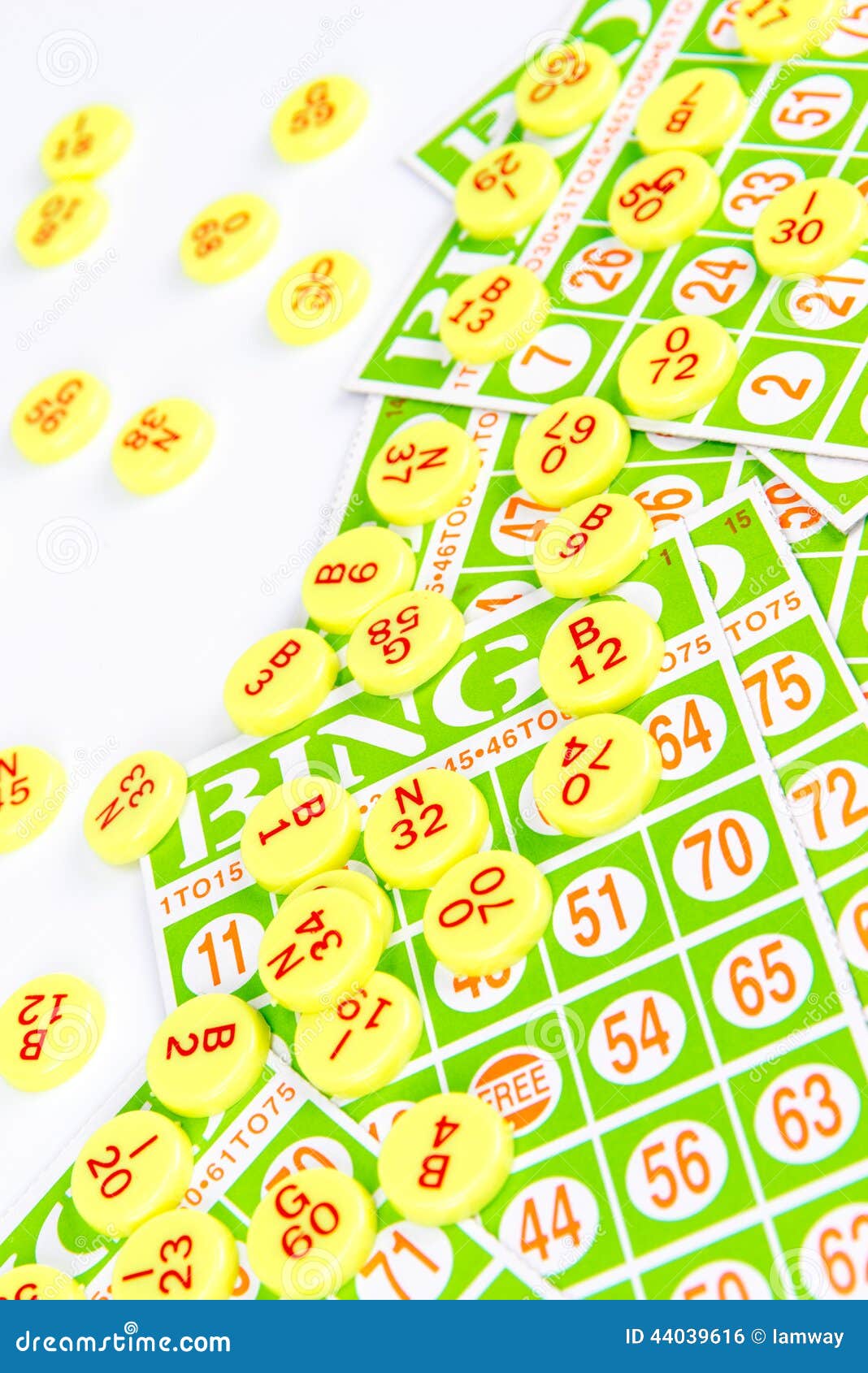 Bingo Card Arrange with Number Chip Stock Photo Image of white