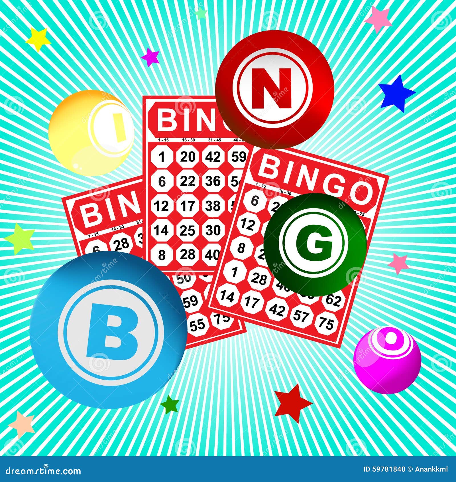 Bingo card and ball stock vector. Illustration of game 59781840