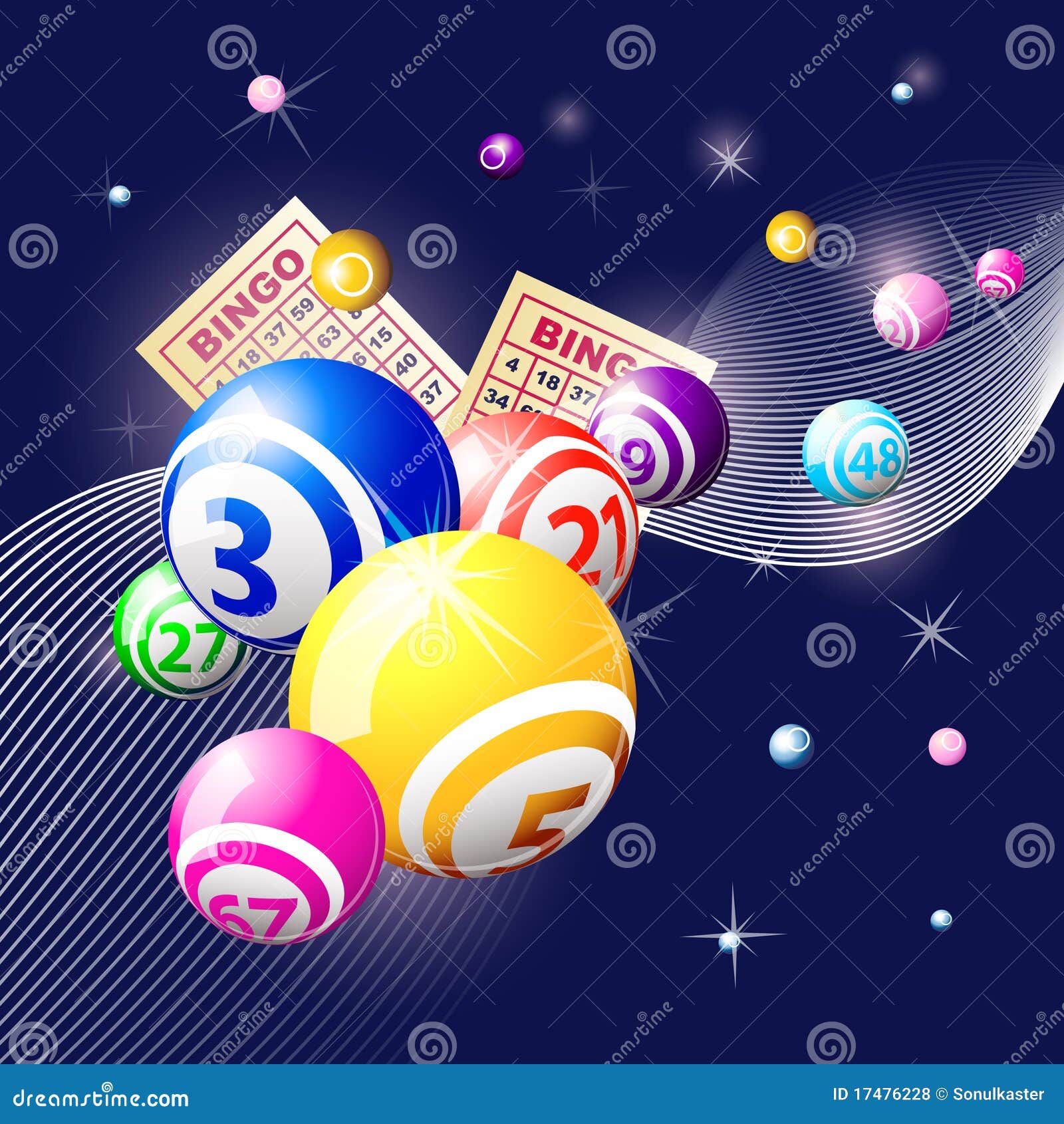 Bingo Or Lottery Balls On Blue Background Royalty Free