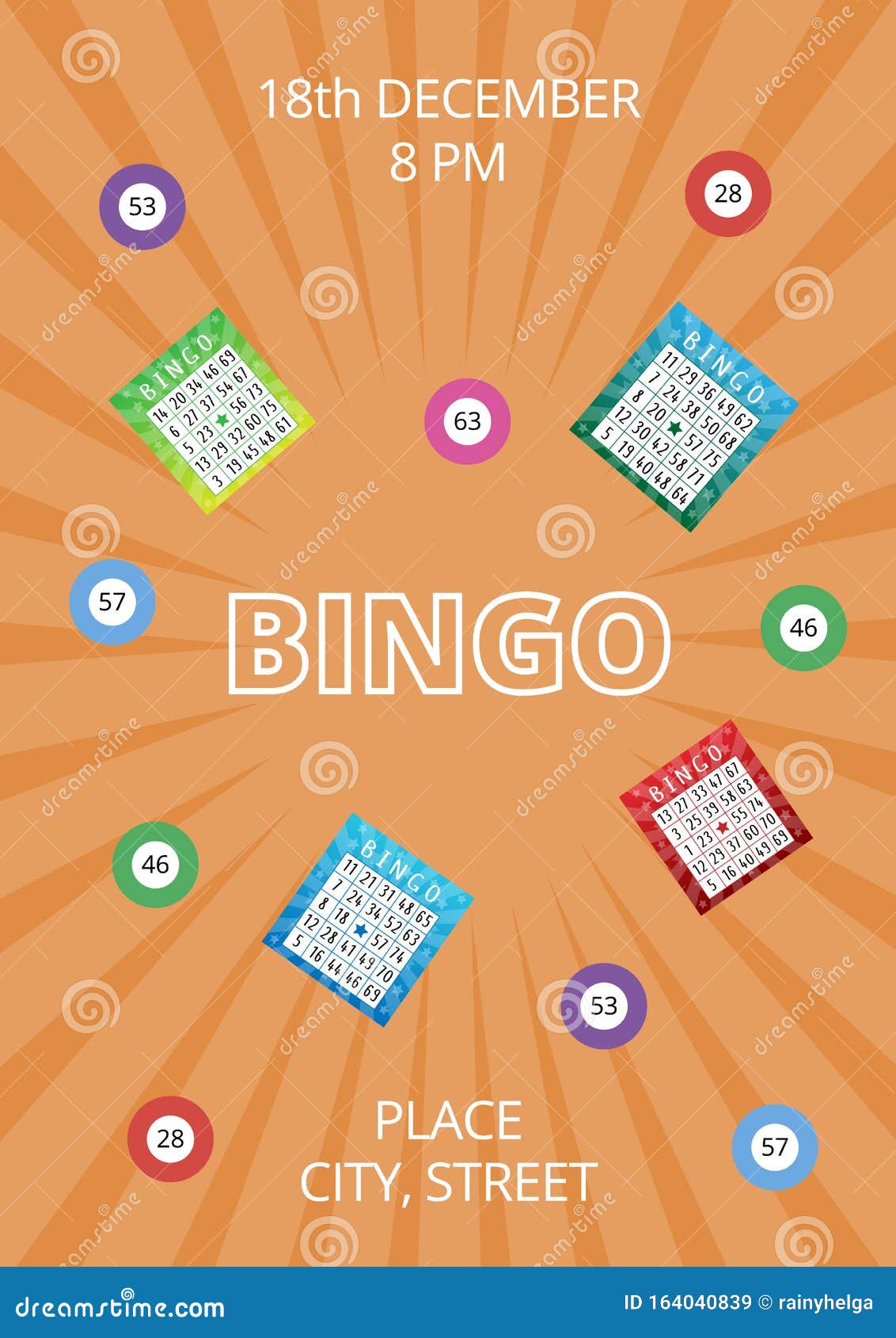 Bingo Promotion Poster with Lottery Tickets, Multicolored Balls and ...