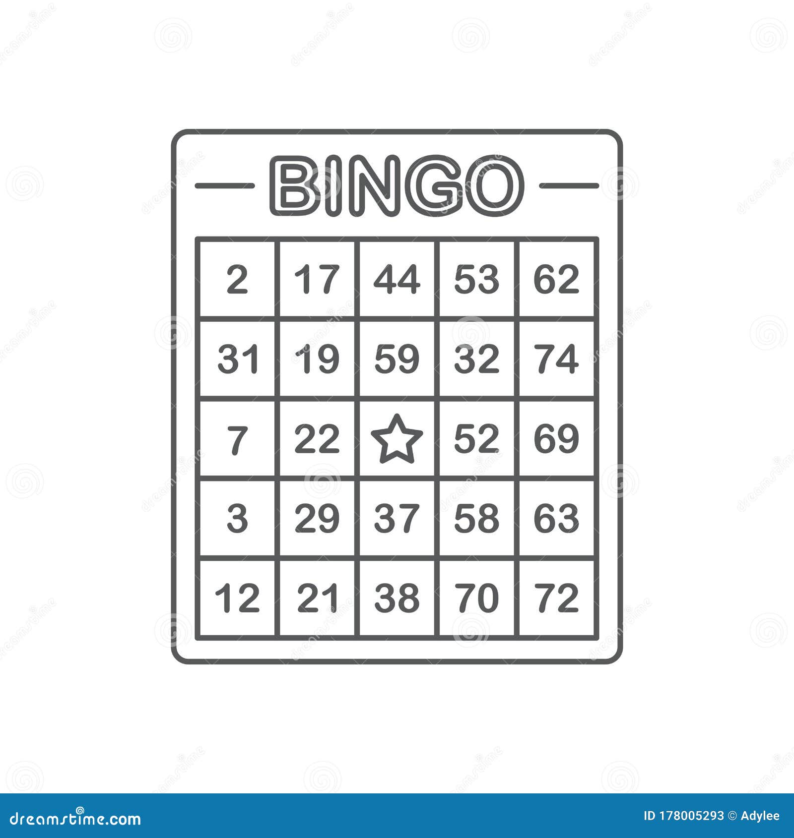 Bingo Score Card Vector Icon Symbol Game Isolated on White Background ...