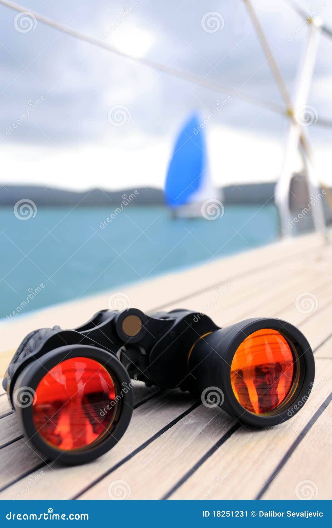 binocular on the deck of yacht
