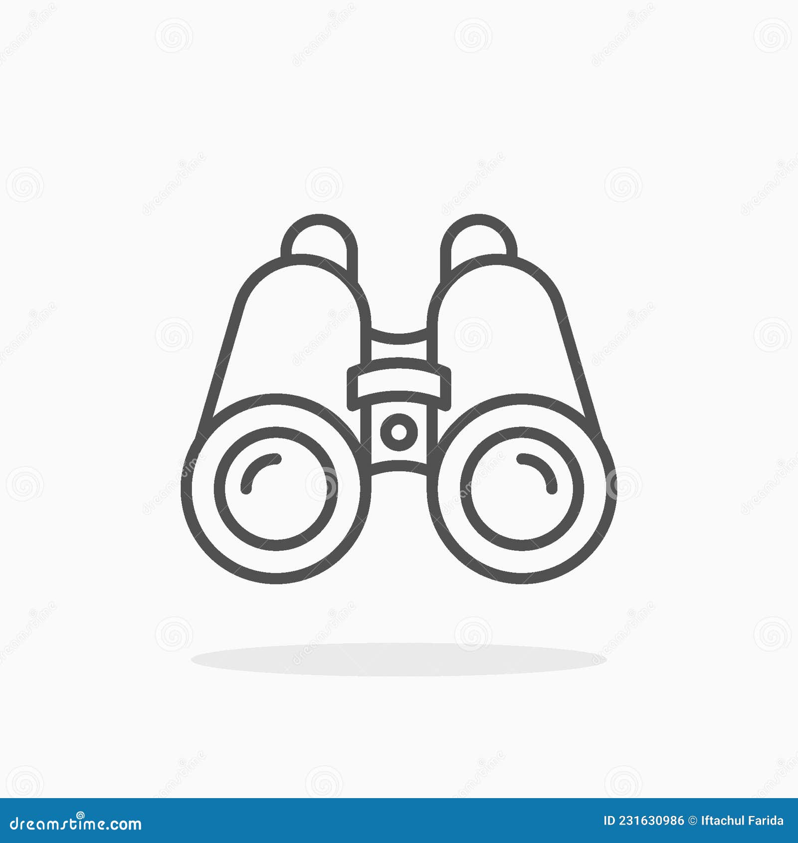 Binocular Icon. Outline Linear Style Stock Vector Illustration of
