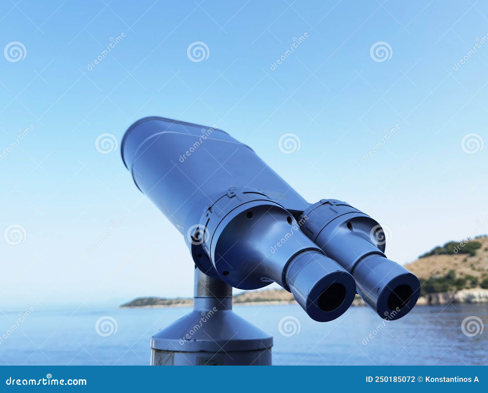Binocular Isolated on the Blue Sky Watching on the Sea Stock Photo