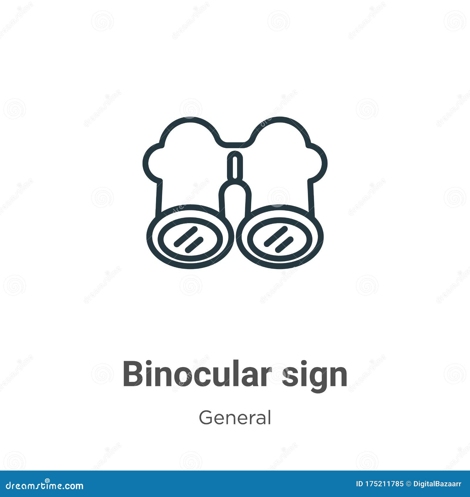 Binocular Sign Outline Vector Icon. Thin Line Black Binocular Sign Icon