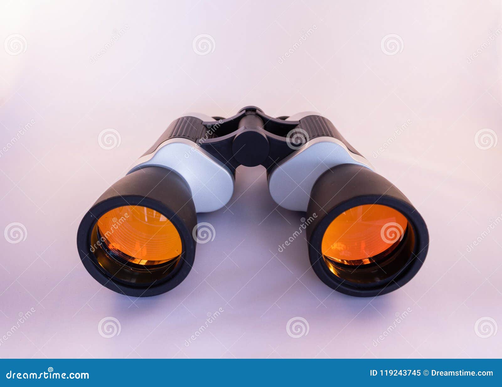 Binoculars with Colored Orange Lenses on a White Background Stock Image