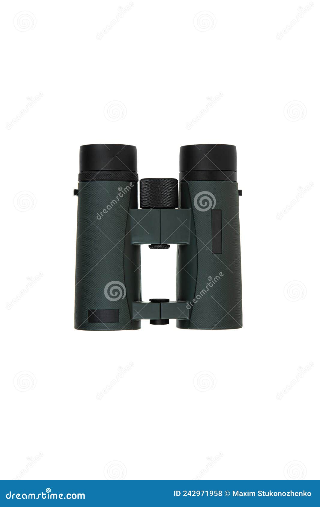 The Binoculars are Dark Green. a Modern Device for Observing Objects at a Long Distance Stock