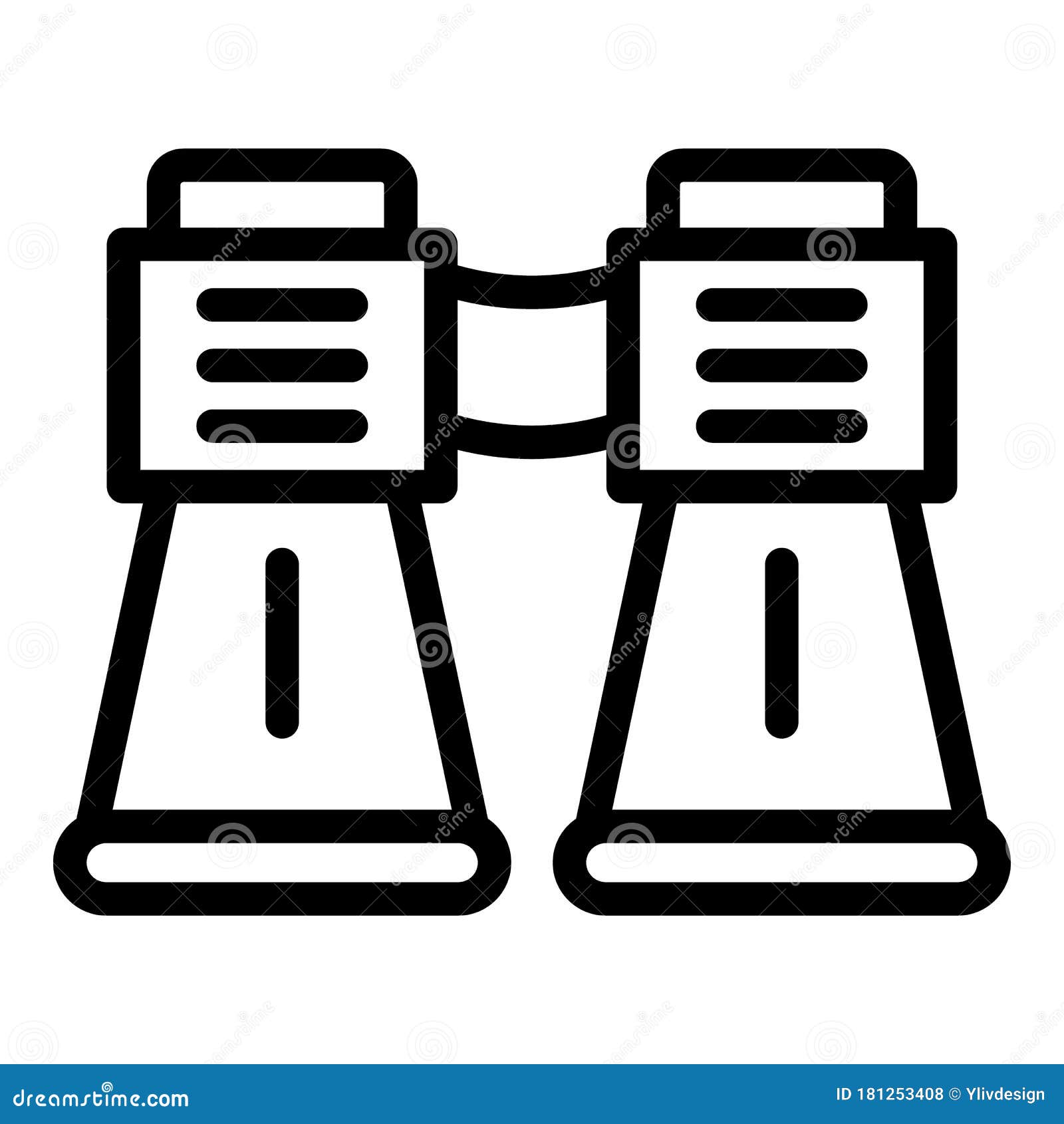 Binoculars Icon, Outline Style Stock Vector Illustration of circle