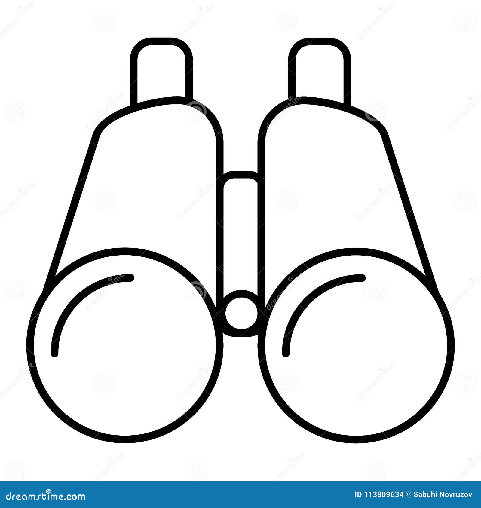 Binoculars. Linear Icon. Flat Vector Icon Isolated on White Stock