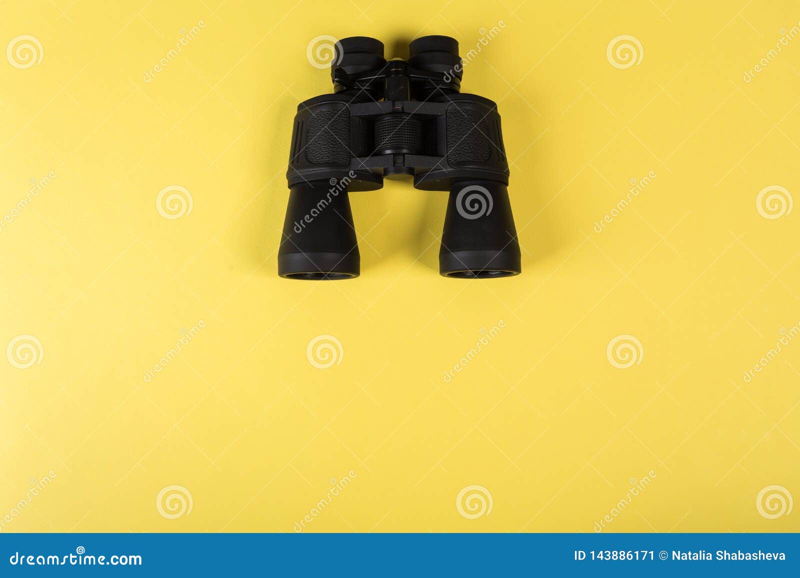 Binoculars with Orange Lens on Yellow Background Stock Image Image of