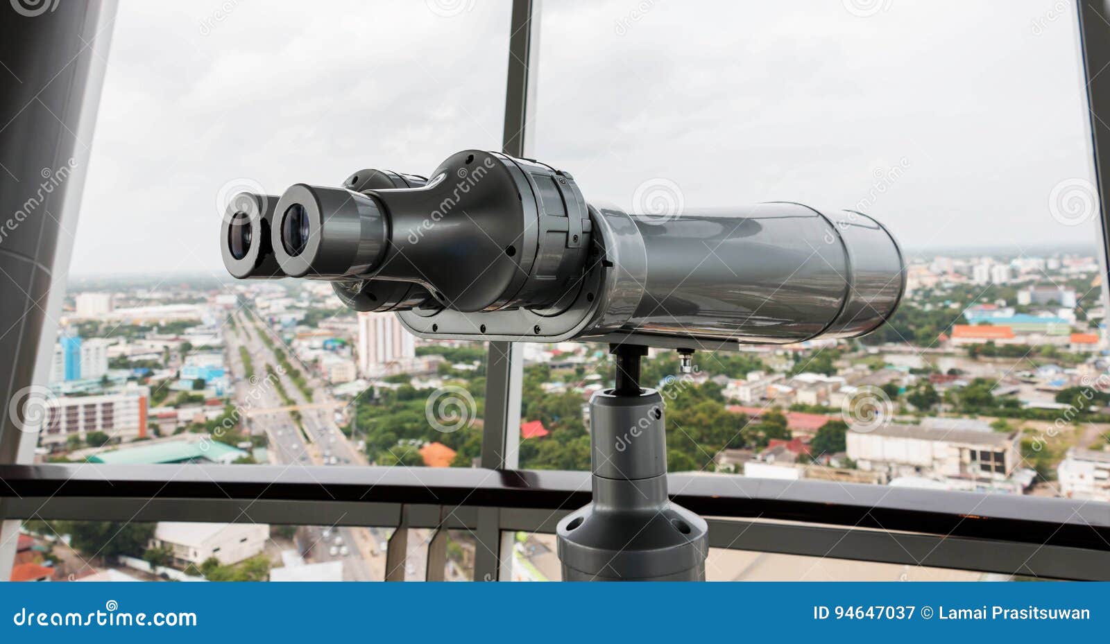 Binoculars on tower stock image. Image of lens, vision 94647037