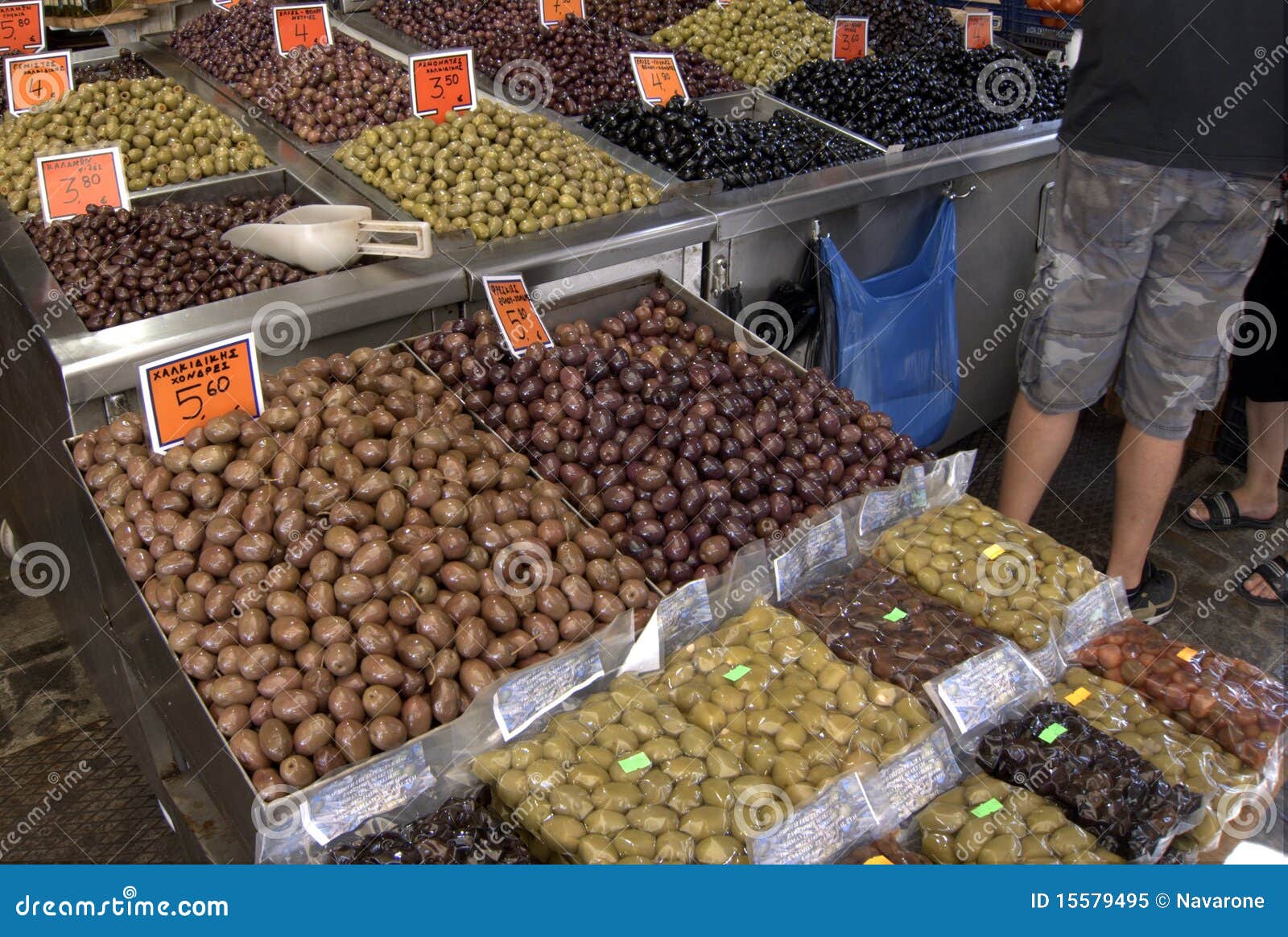 Bins of olives in market stock image. Image of containers 15579495