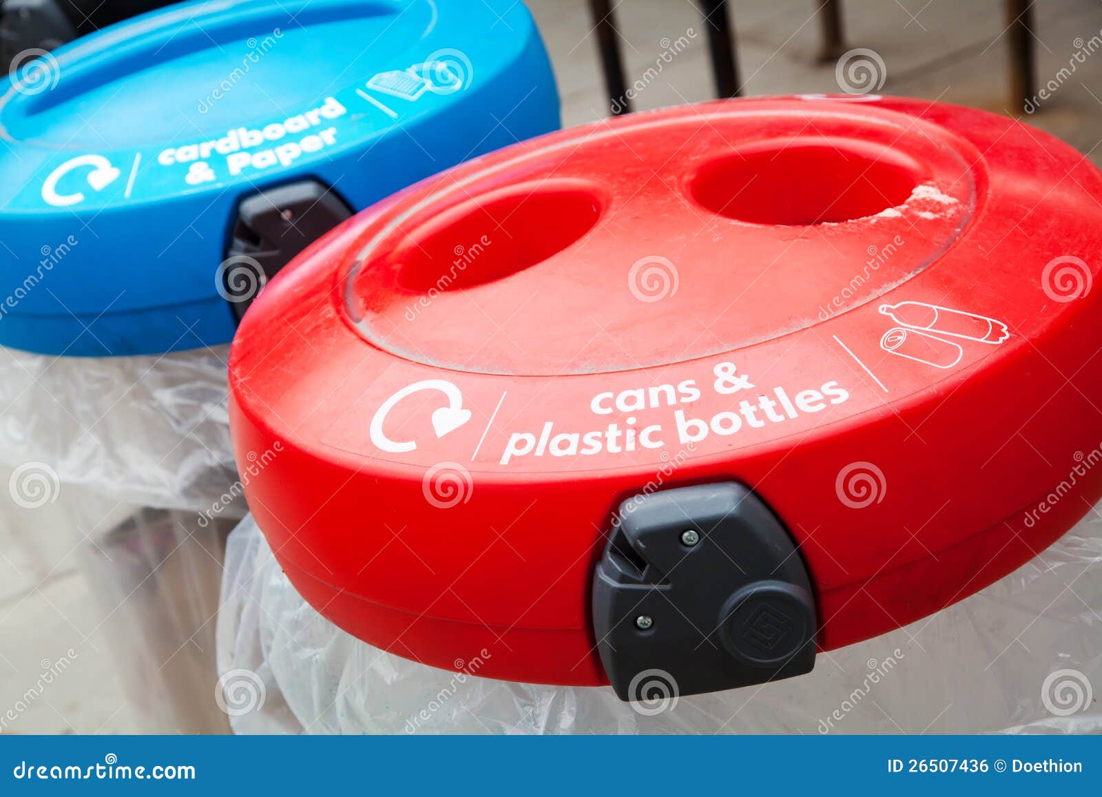 Bins for Recycling Cans, Plastic and Bottles Stock Photo Image of