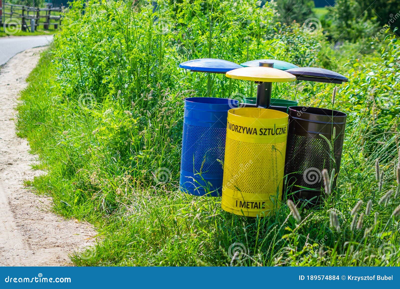 Bins for Segregated Waste in Different Colors Stock Photo Image of
