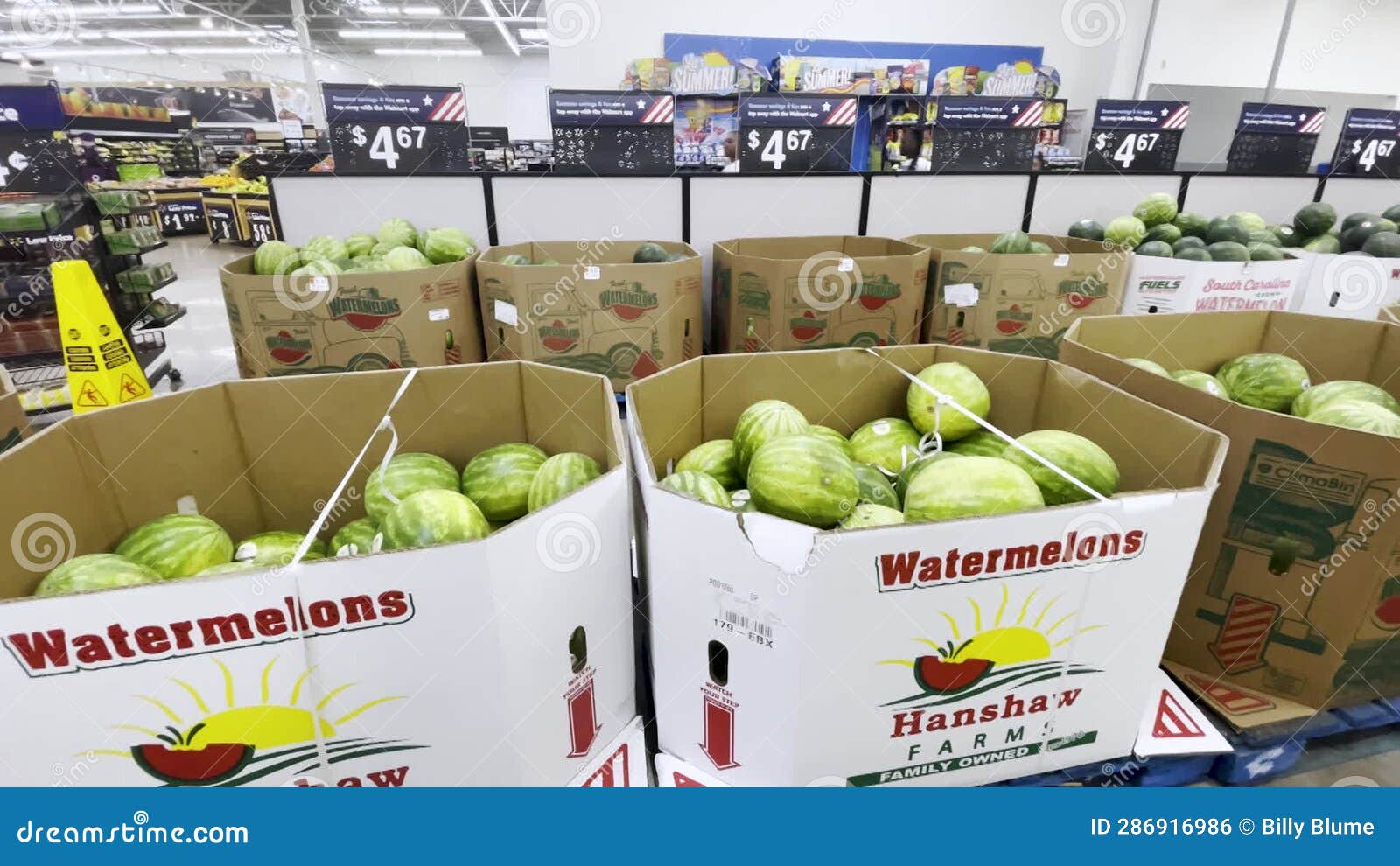 Waynesboro, Ga USA - 02 15 23: Watermelon Bins at Walmart and People ...