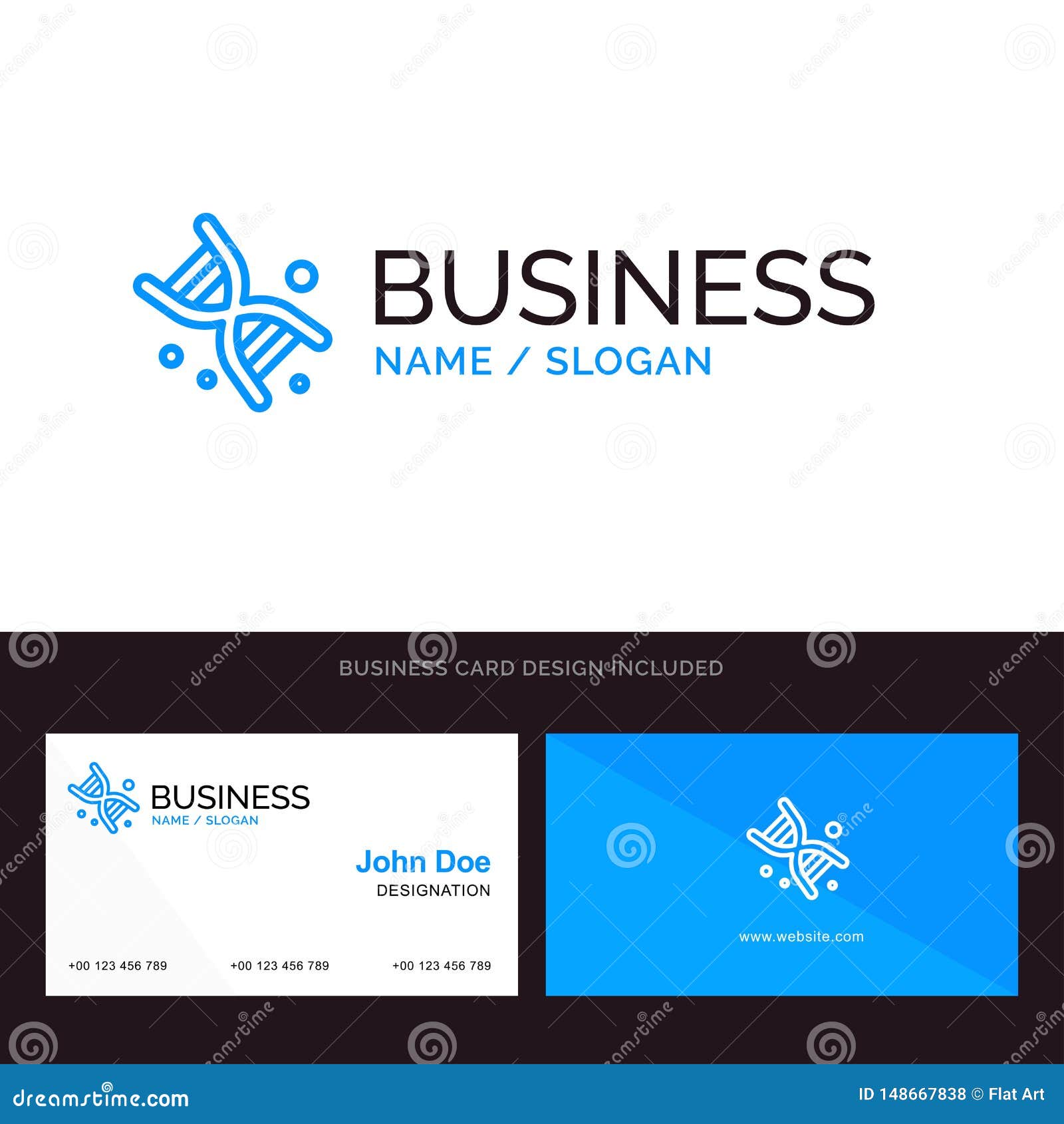 Bio, Dna, Genetics, Technology Blue Business Logo And Business Within Bio Card Template