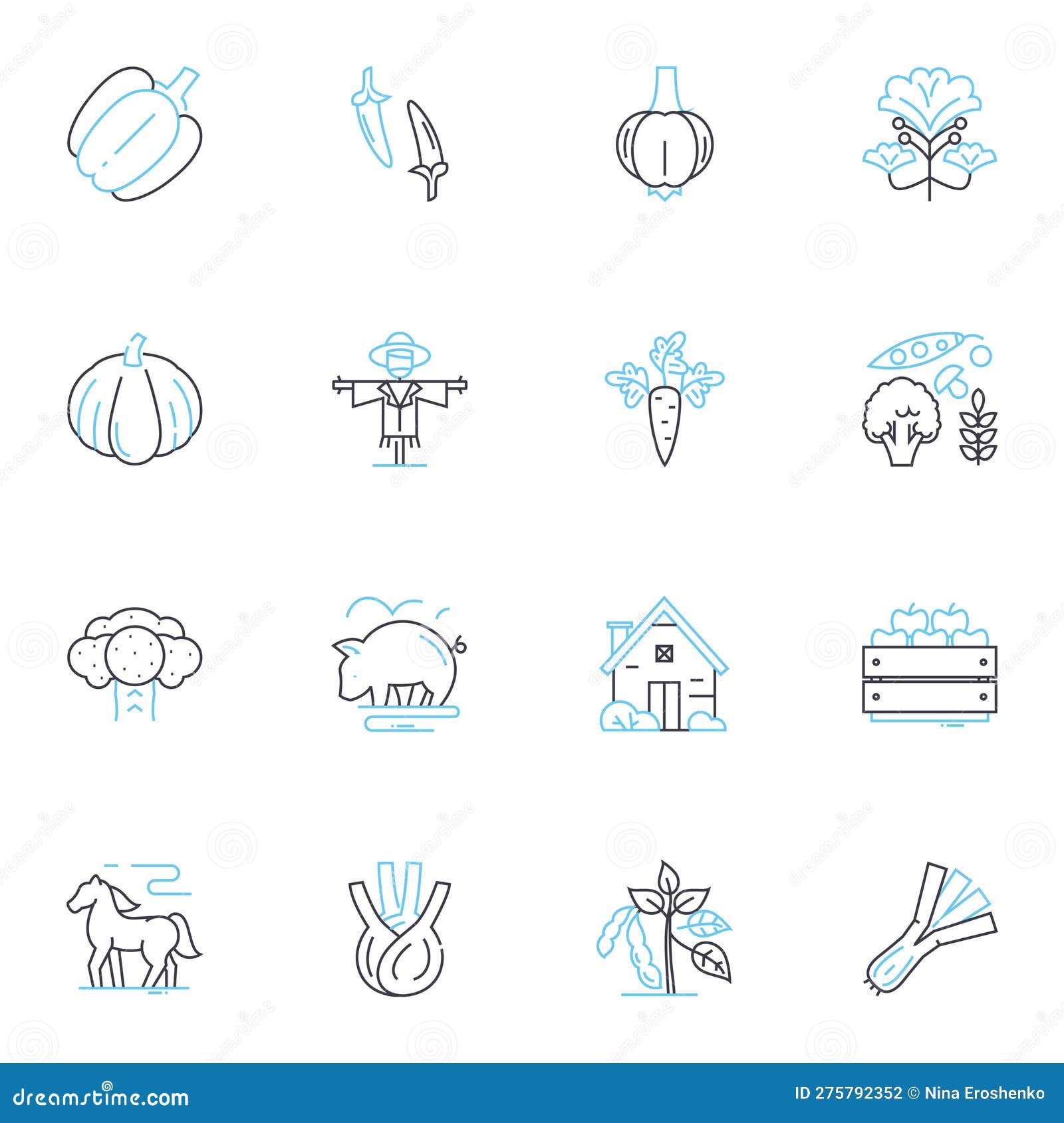bio farming linear icons set. organic, sustainable, natural, earth-friendly, healthy, pesticide-free, non-toxic line