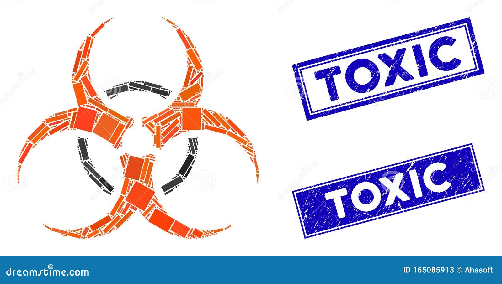 Bio Hazard Mosaic and Distress Rectangle Toxic Seals Stock Illustration Illustration of blue