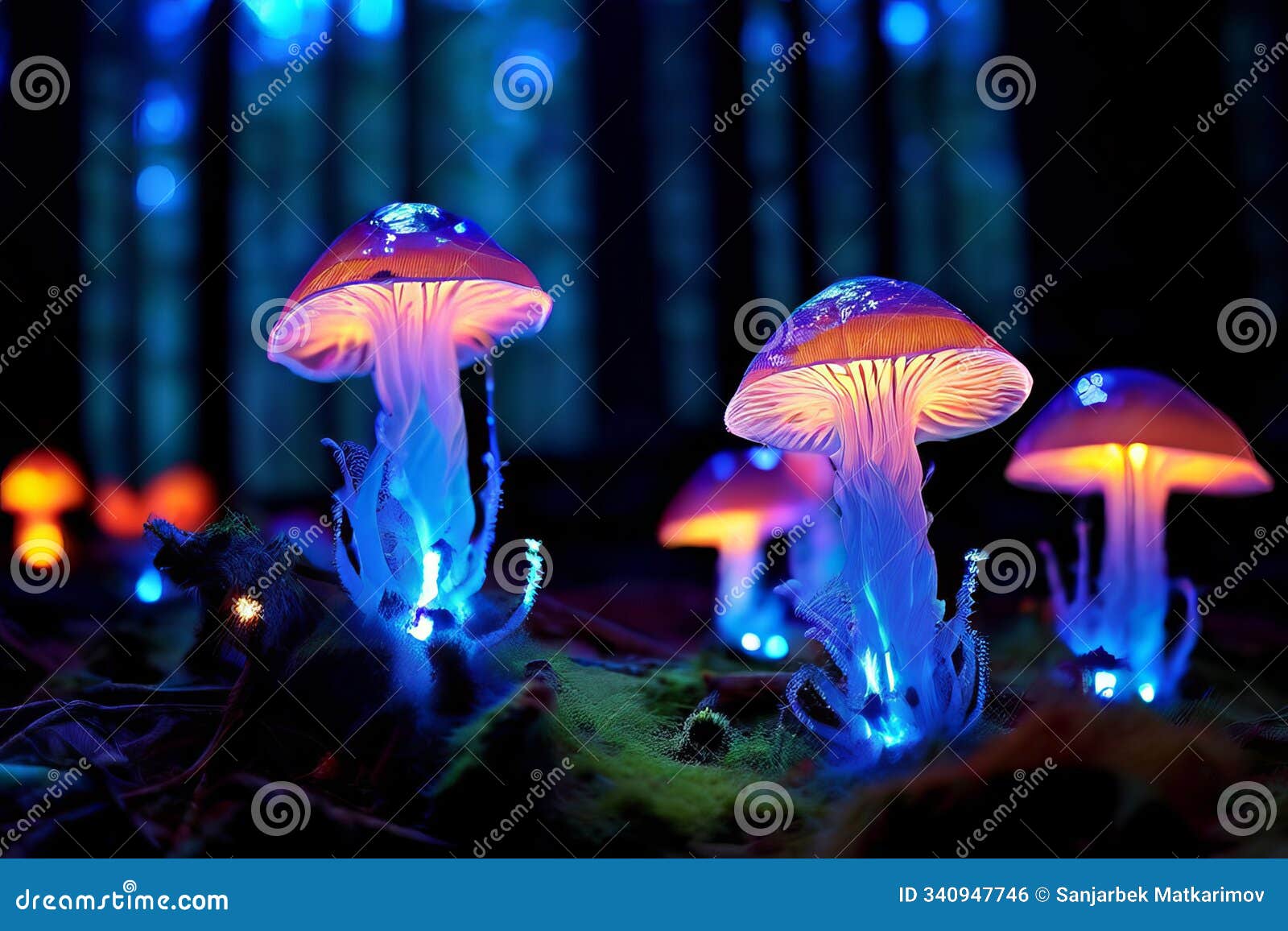bio luminescent fungus forest a forest of glowing fungi that hav