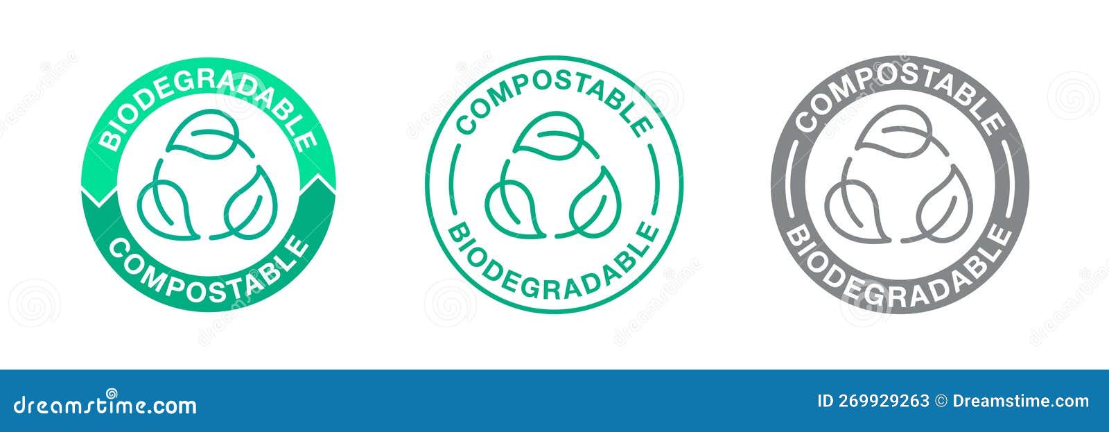 biodegradable compostable icons, bio recyclable and degradable package stamps,  recycle leaf s. eco and bio degradable