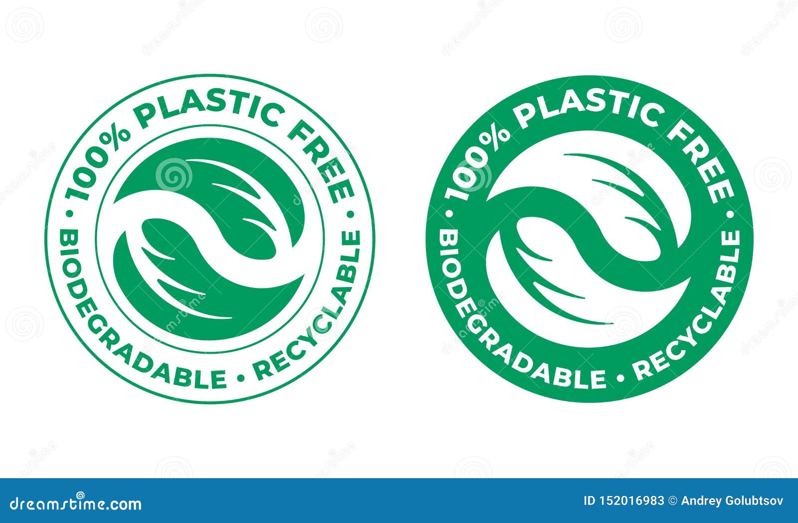 biodegradable, plastic free recyclable  icon. 100 percent bio recyclable package green logo