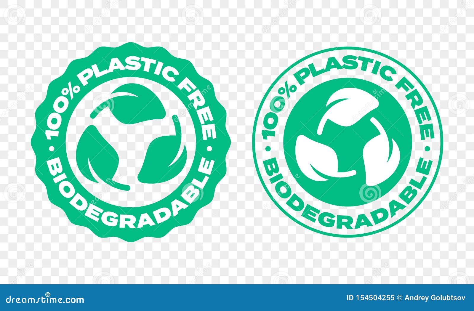 biodegradable plastic package label.  compostable and bio recyclable eco friendly green leaf logo
