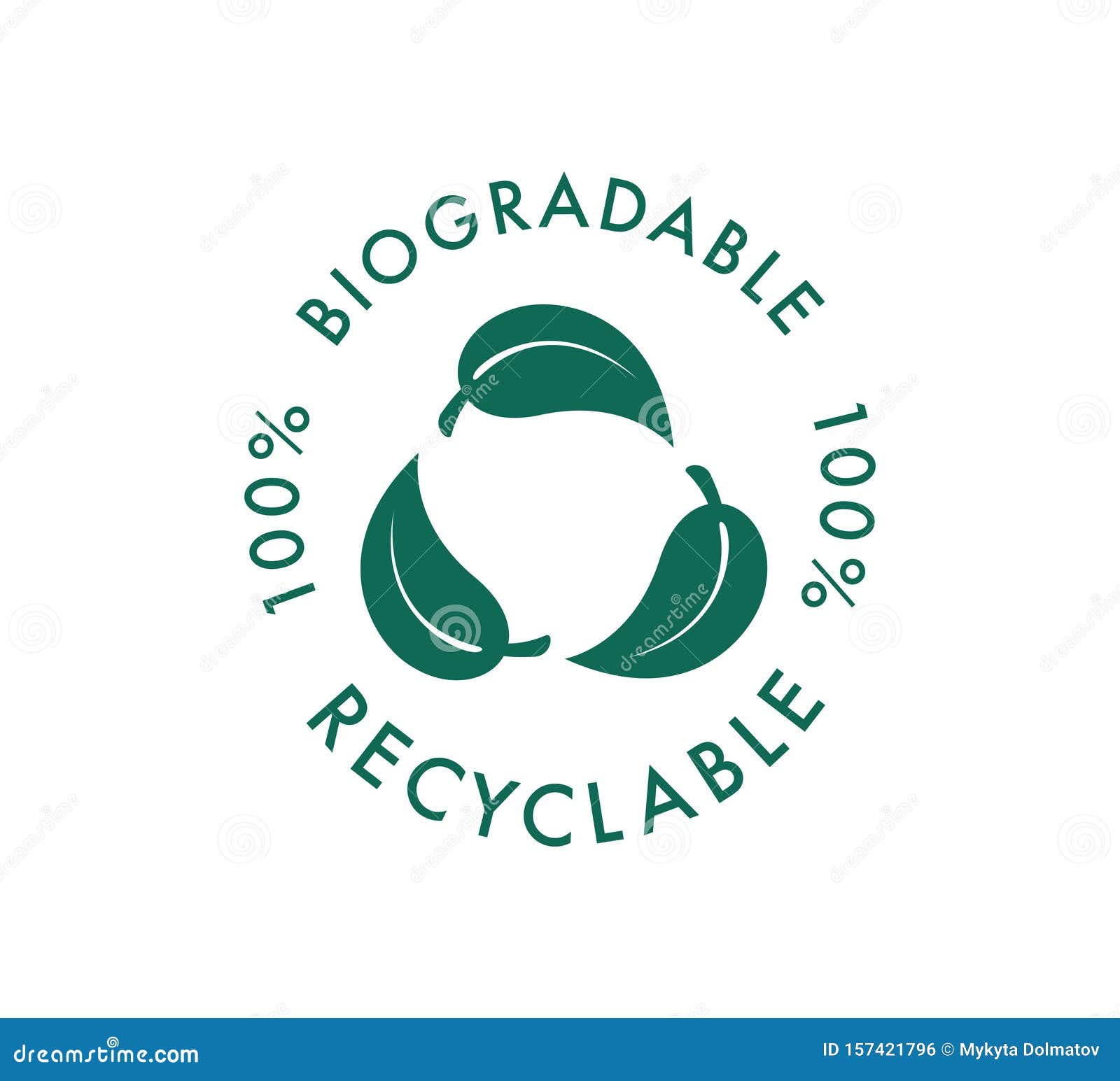 biodegradable recyclable  icon. 100 percent bio recyclable and degradable package packet logo. biodegradable