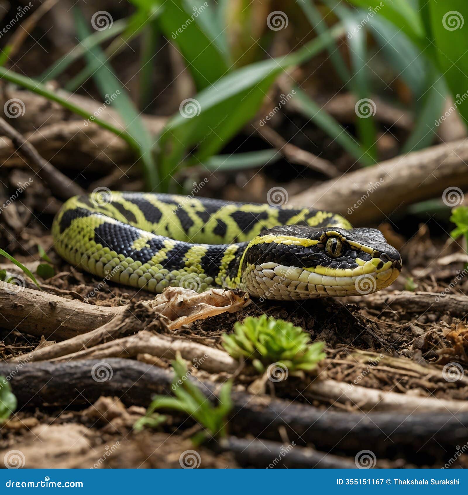 biodiverse harmony: viper, frogs, and lizards thriving together in nature