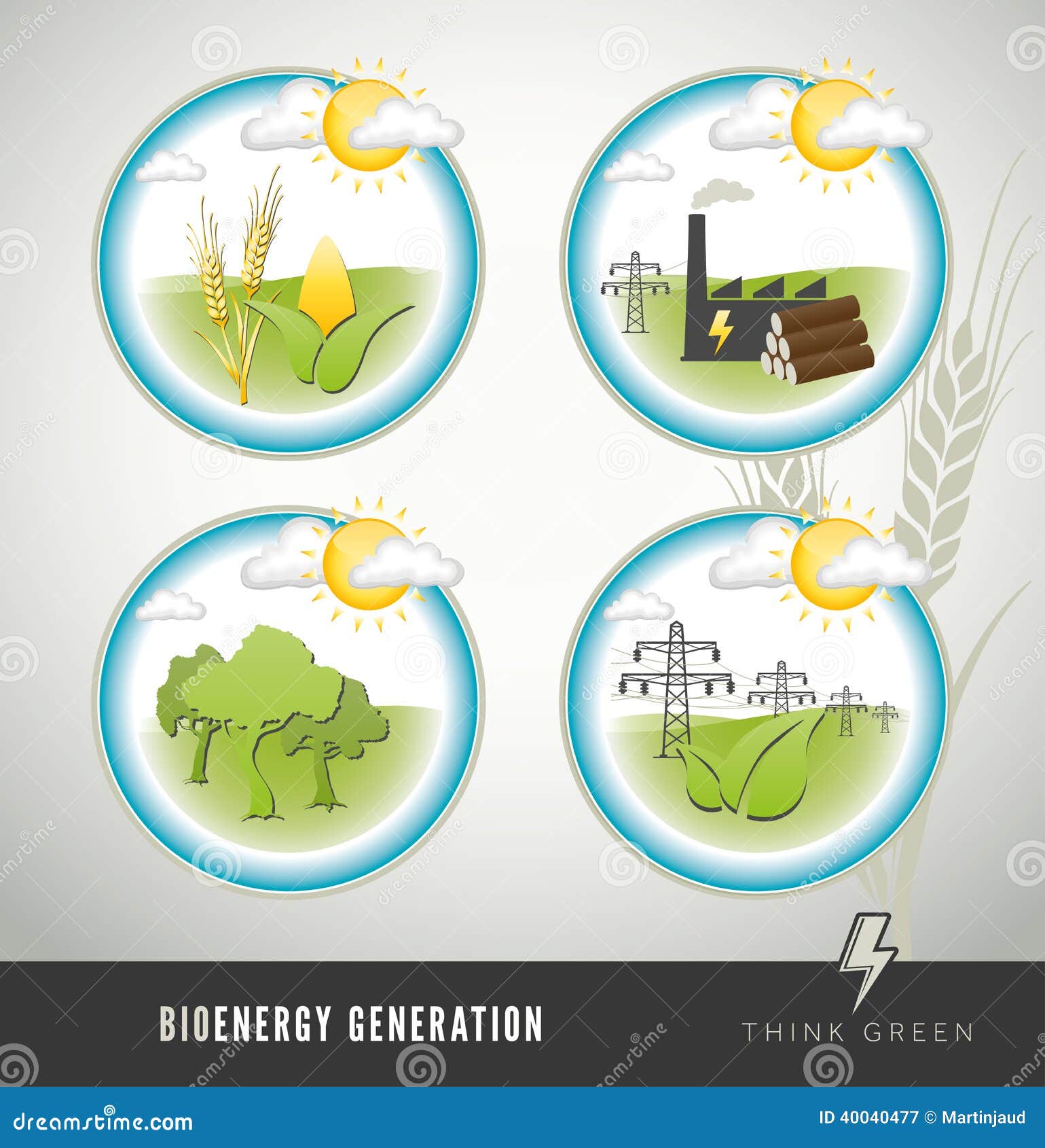 Bioenergy And Power Generation Icons Stock Illustration