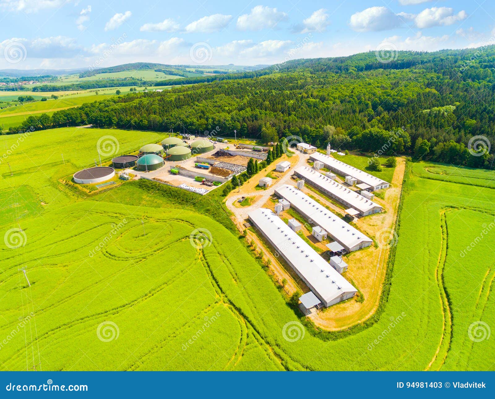 biogas plant and farm.