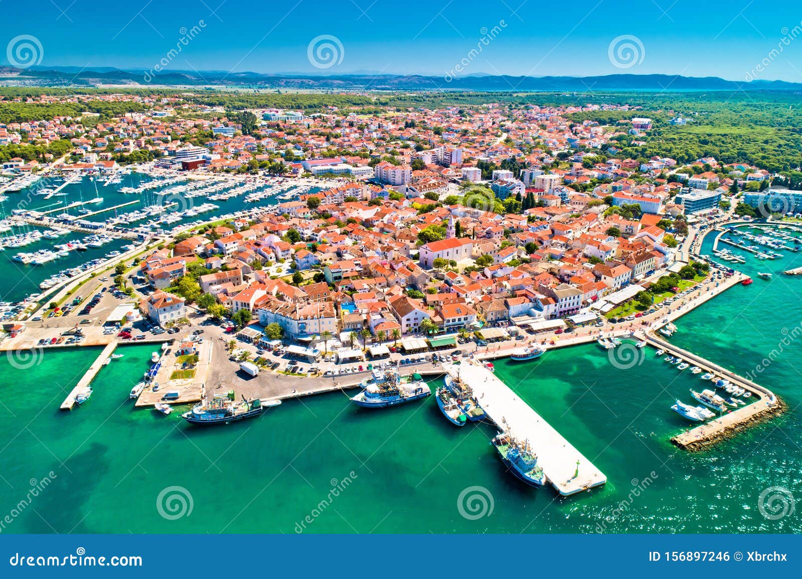 biograd na moru historic coastal town aerial view