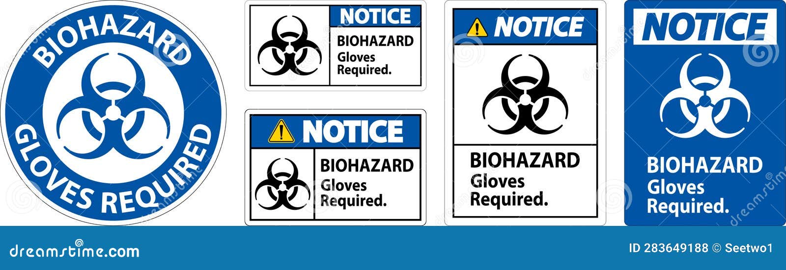 Biohazard Notice Label Biohazard Gloves Required Stock Vector