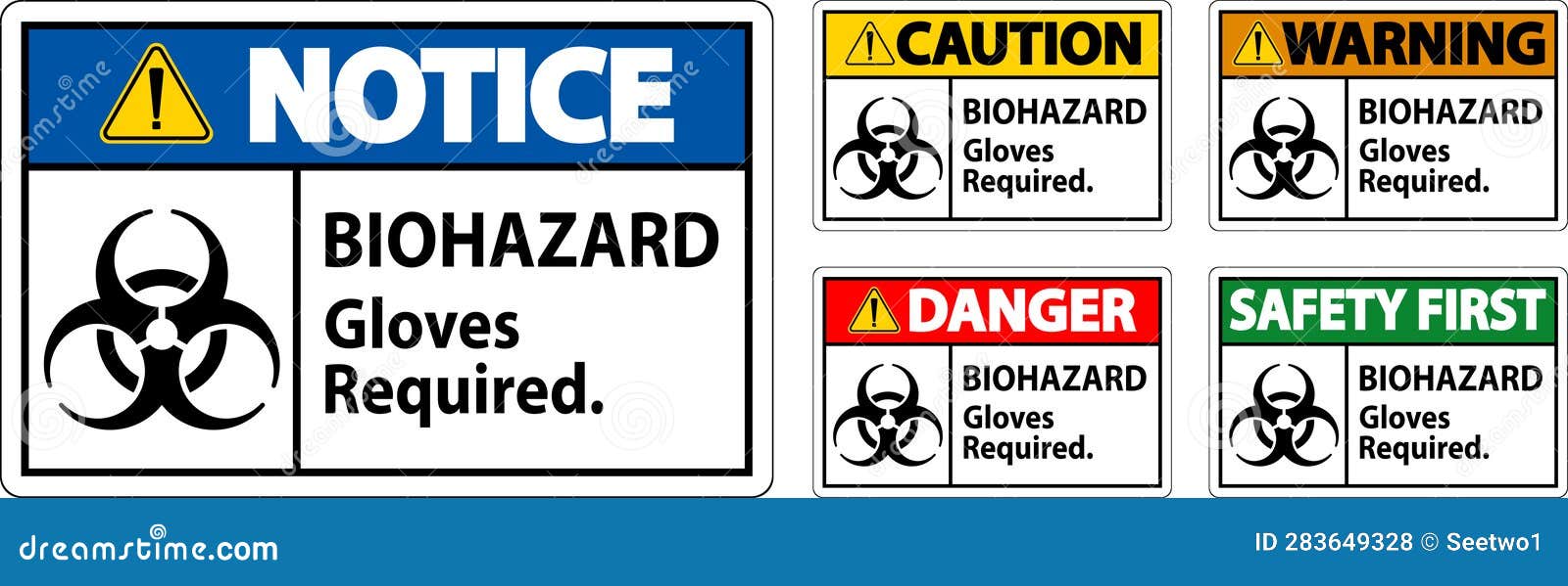 Biohazard Warning Label Biohazard Gloves Required Stock Vector