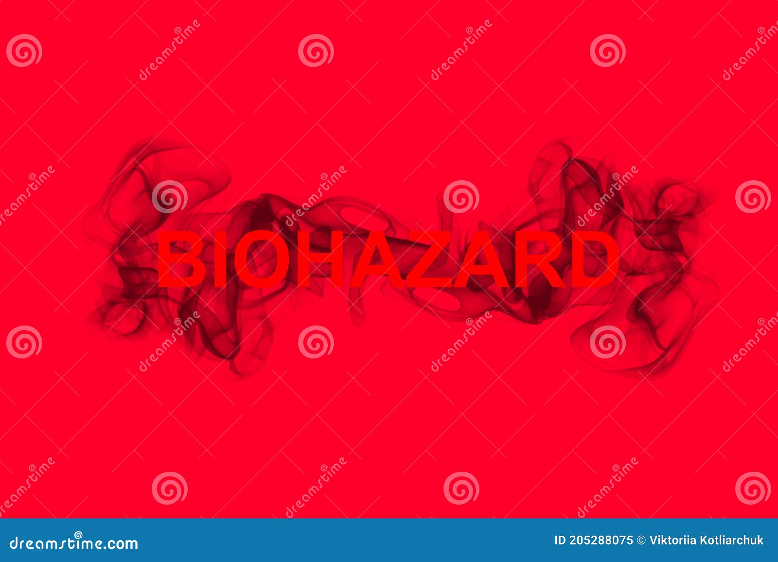 Biohazard Word in English in Smoke on Red Background Stock Illustration
