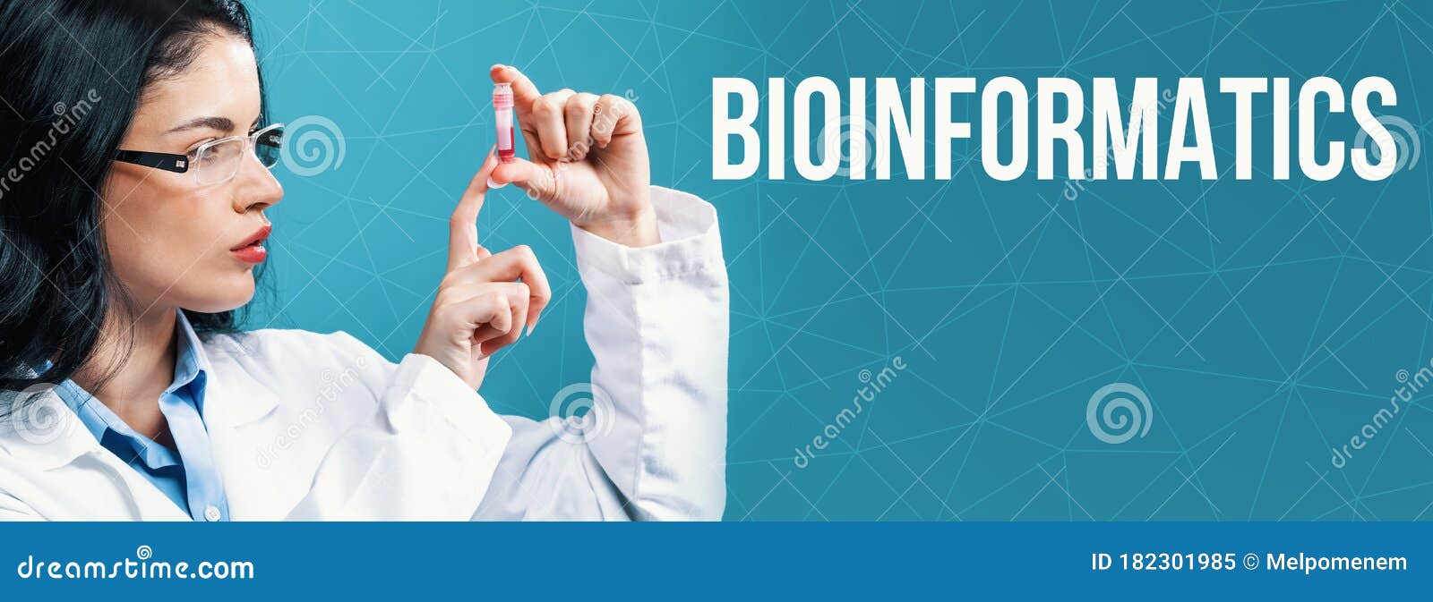 bioinformatics theme with a doctor holding a laboratory vial