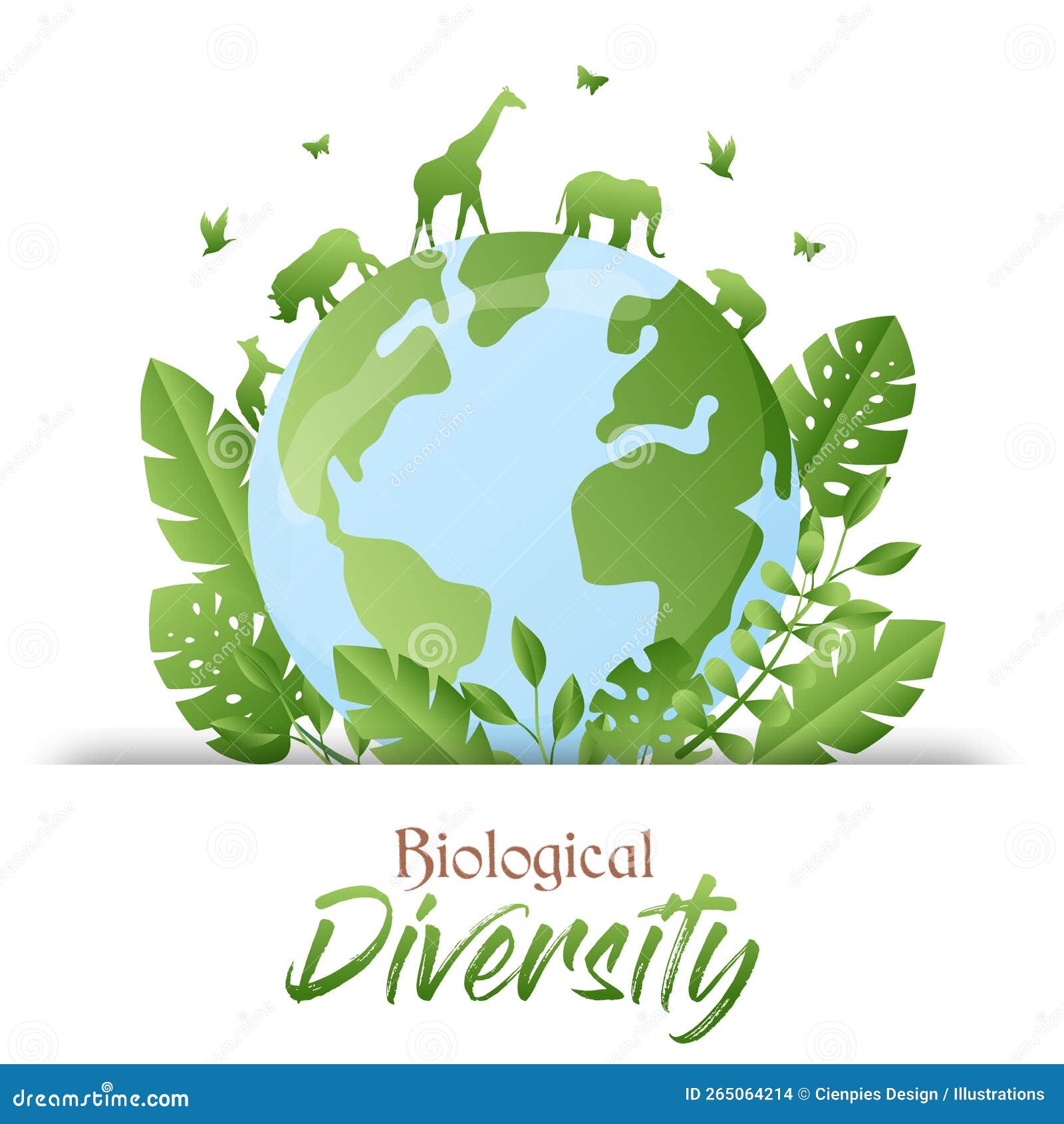 Biological Diversity Green Animal Planet Card Stock Vector ...