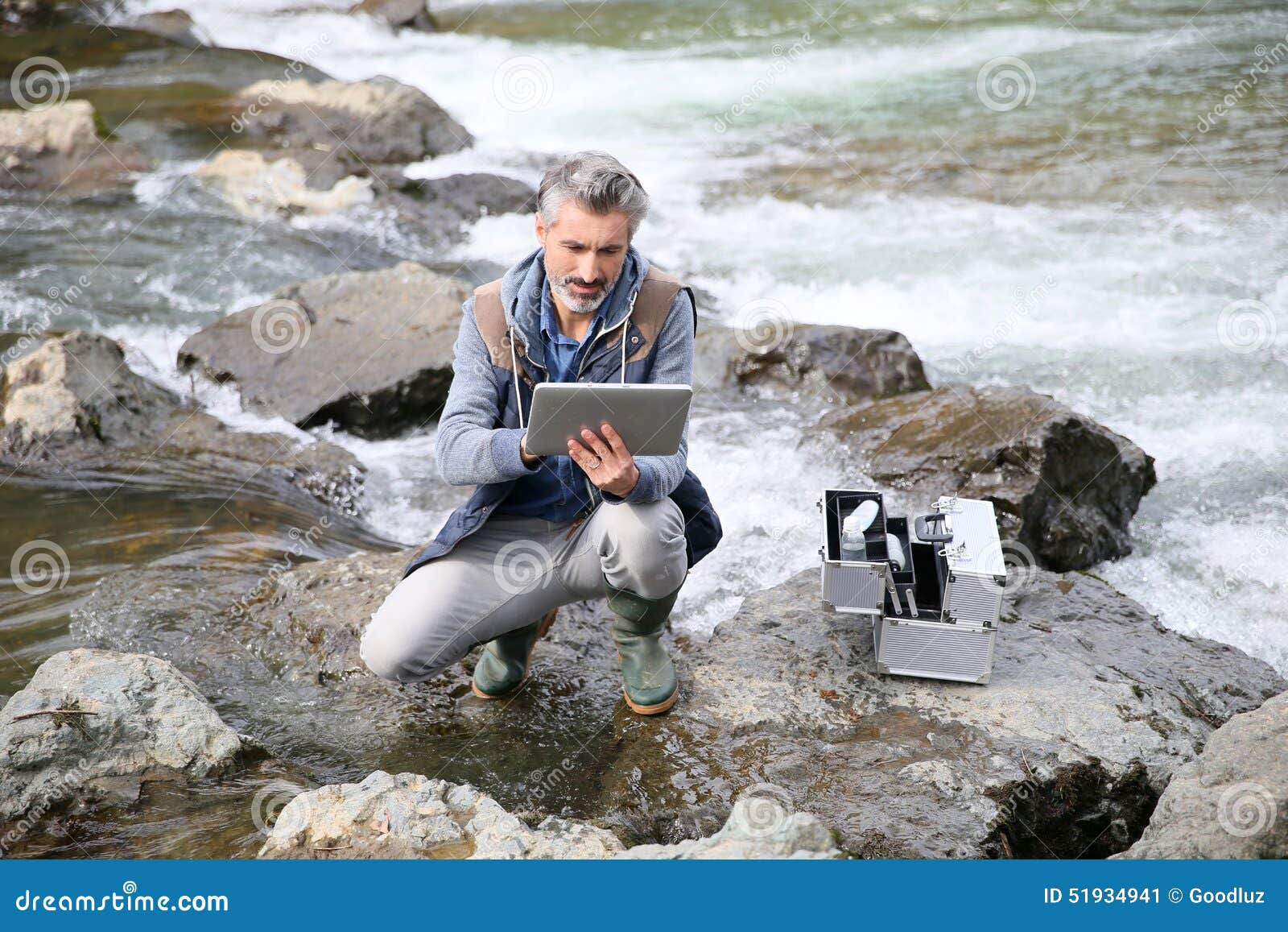 Biologist Researcher Checking the Water Quality Stock Image - Image of