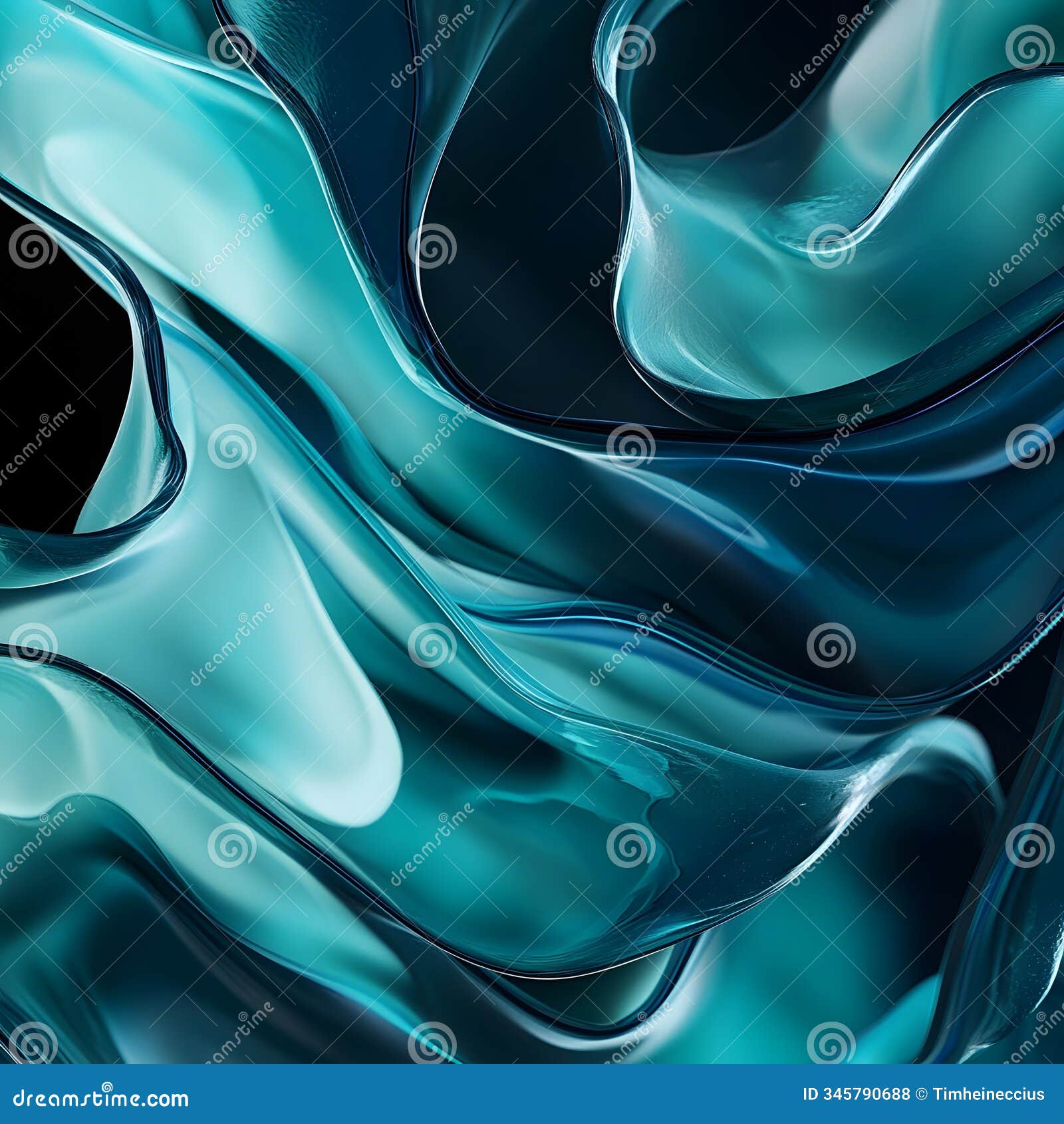 bioluminescent turquoise abstract waves - ai generated graphic 