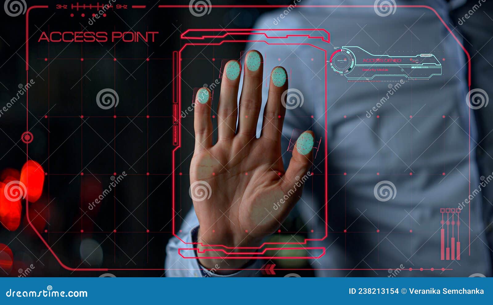 biometrical access system deny app launching process identification close up