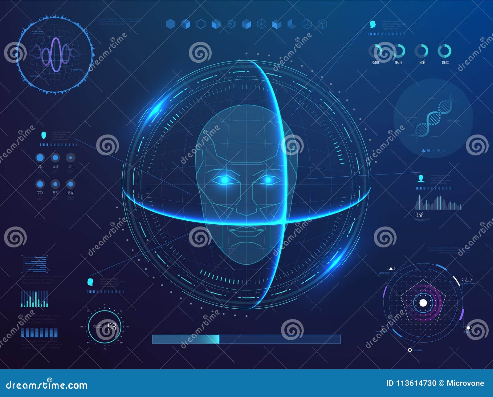 Biometrics Digital Face Scanning, Facial Recognition Software With Hud Interface ...