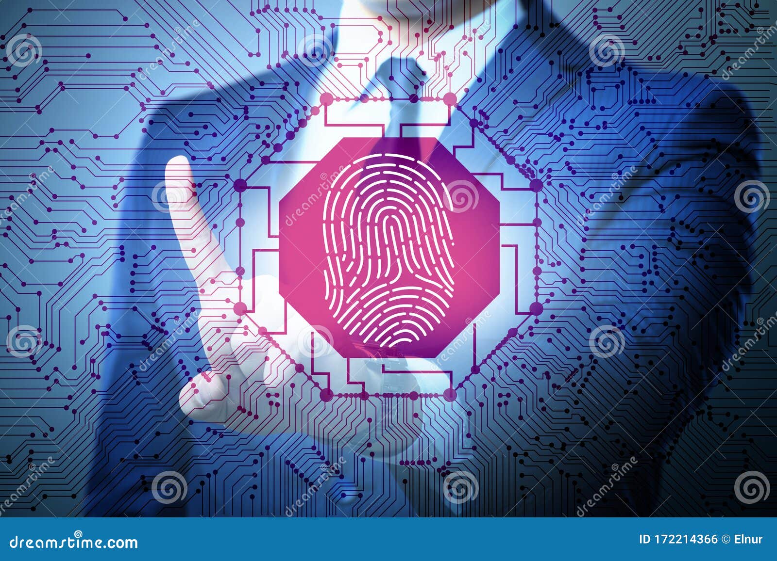 Biometrics Security Access Concept with Fingerprint Stock Illustration