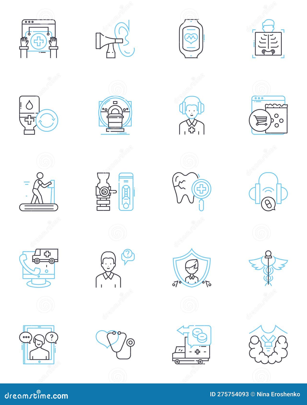 biotech linear icons set. genomics, bioreactors, proteomics, gene editing, stem cells, immunotherapy, crispr line 