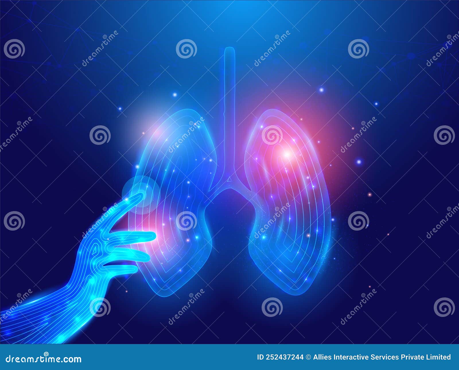 Biotechnology Concept with Human Lungs Touching by Hands. AI Healthcare