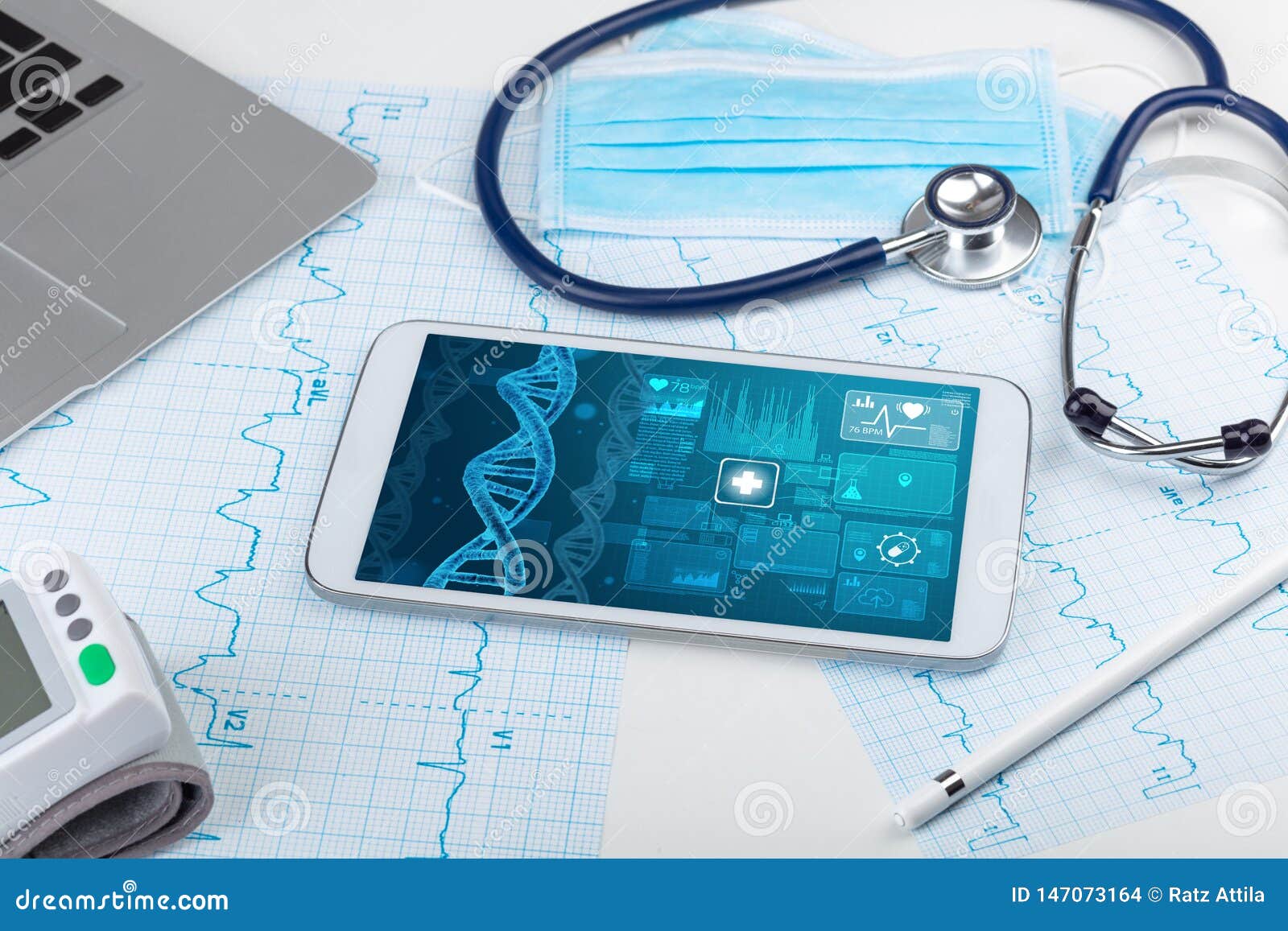 Biotechnology Concept with Medical Technology Devices Stock Photo