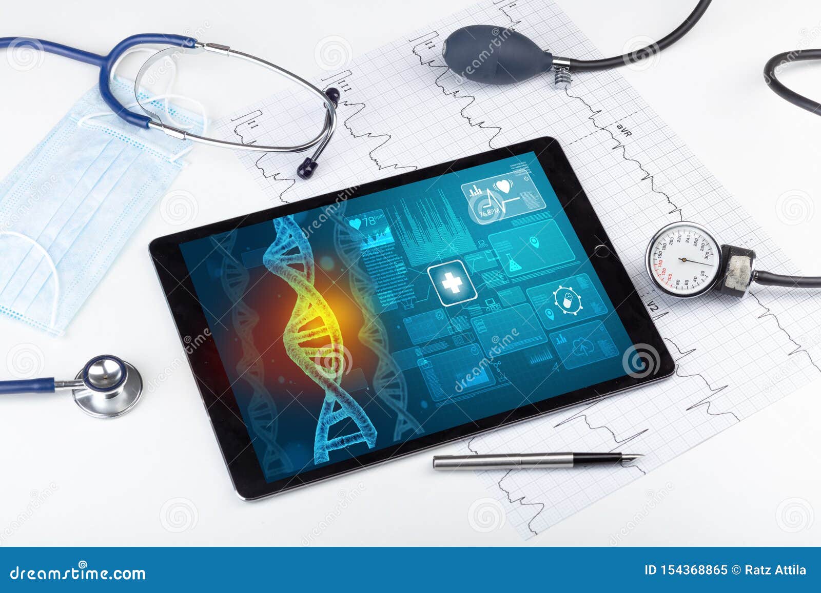 Biotechnology Concept with Medical Technology Devices Stock Image